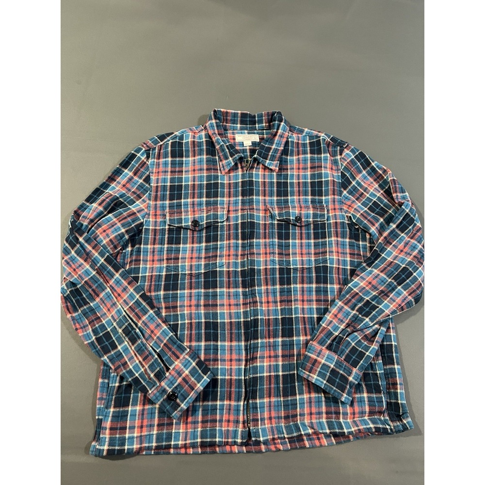 Wallace Barnes Shirt Jacket Mens Medium Plaid Zip Front‎ Flannel Shacket
